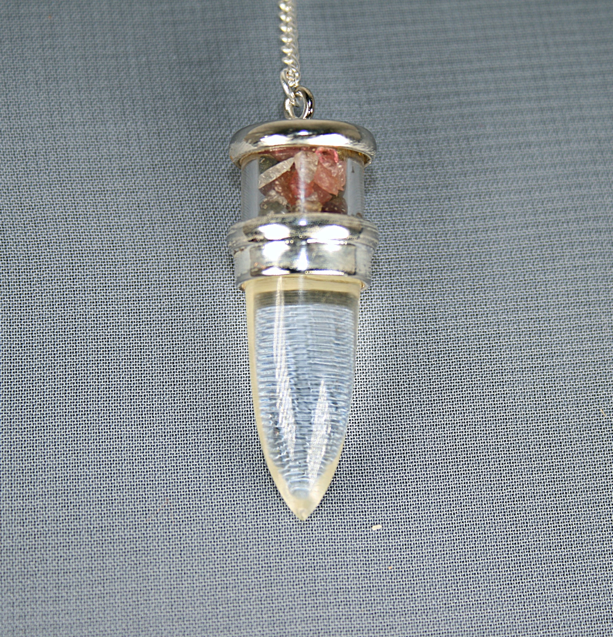 Clear Quartz with Watermelon Tourmaline Pendulum