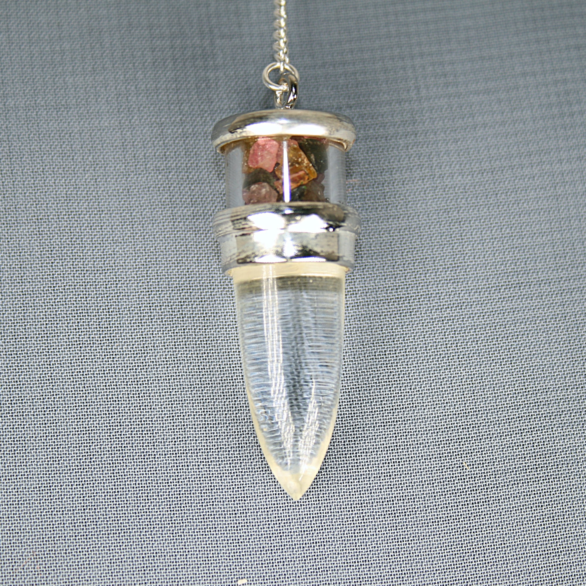 Clear Quartz with Watermelon Tourmaline Pendulum