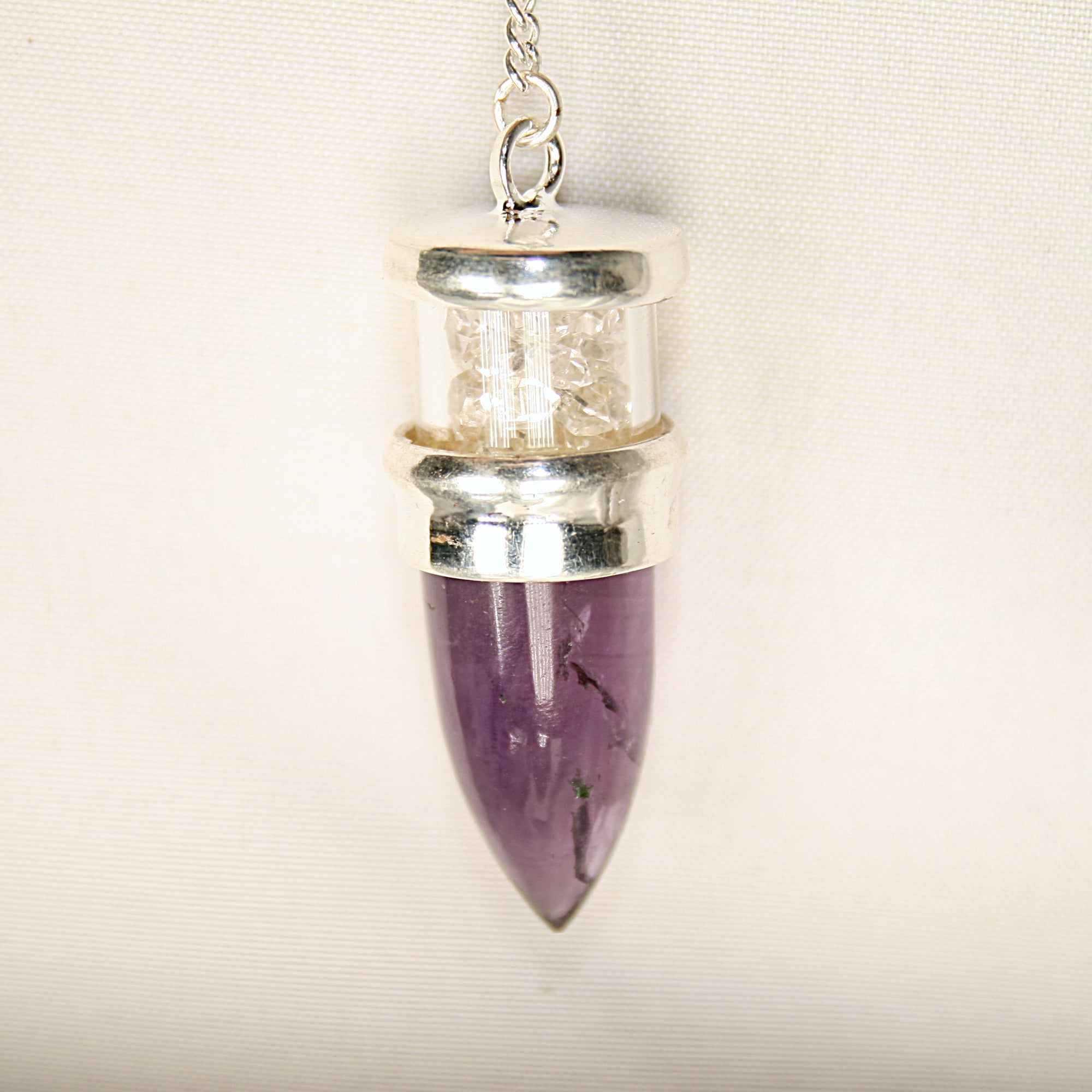 Amethyst and Herkimer Diamond Pendulum