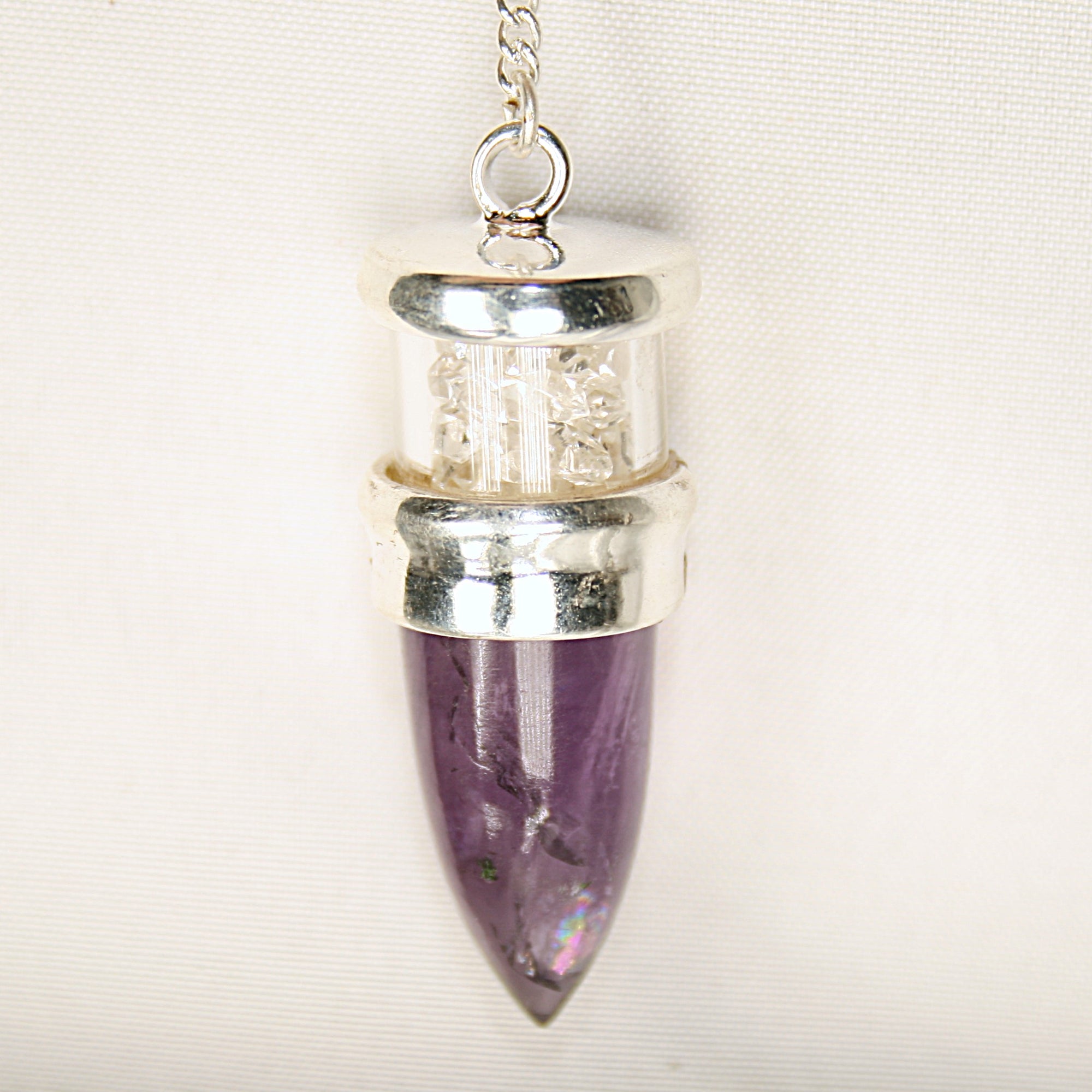 Amethyst and Herkimer Diamond Pendulum