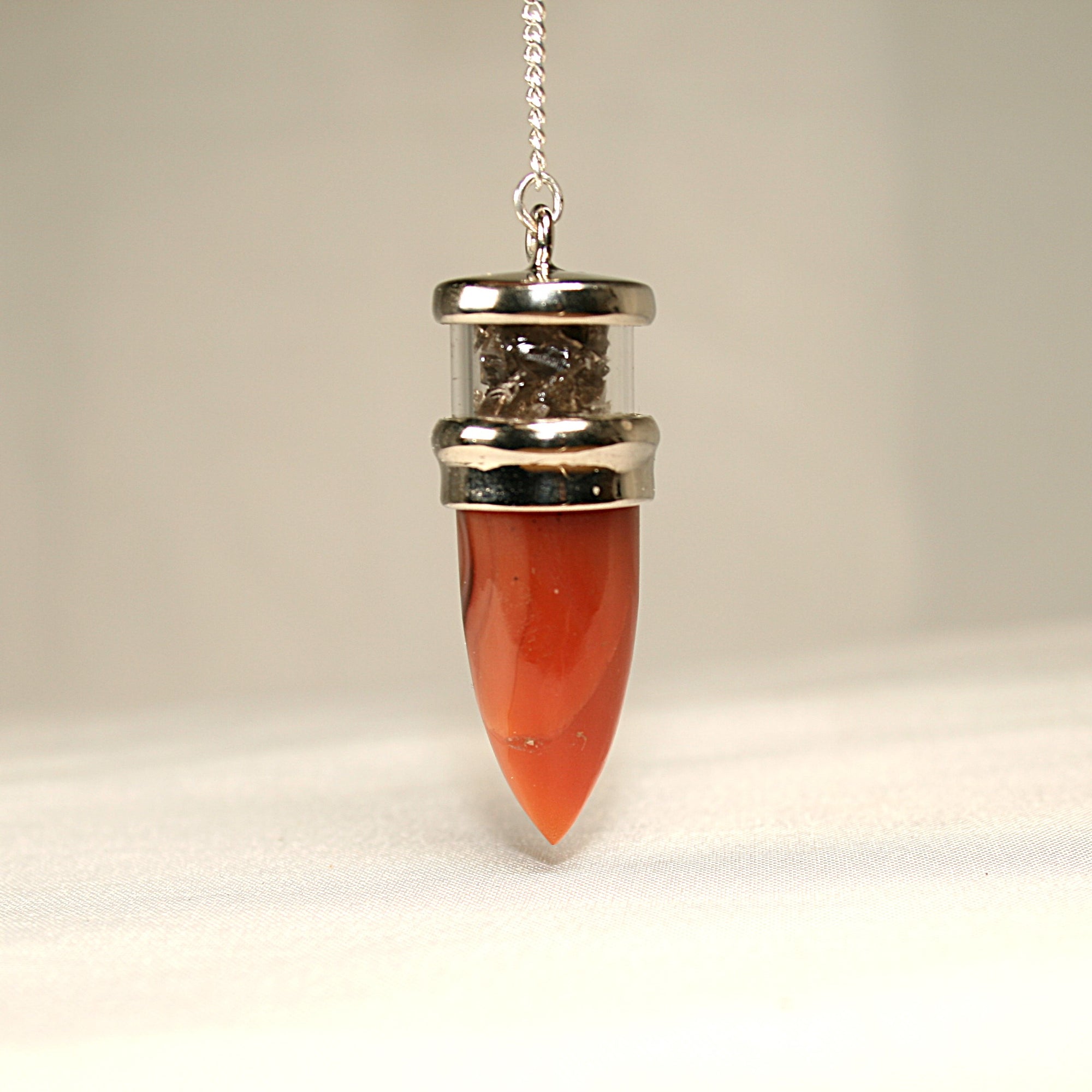 Carnelian and Smokey Quartz Pendulum