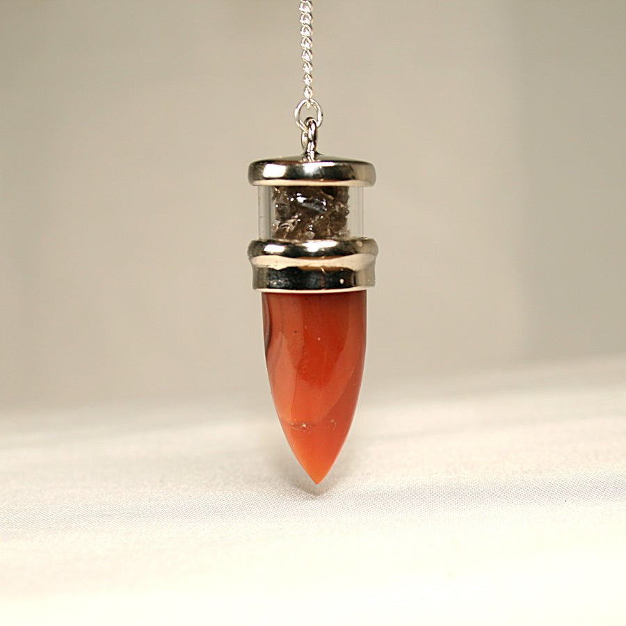 Carnelian and Smokey Quartz Pendulum