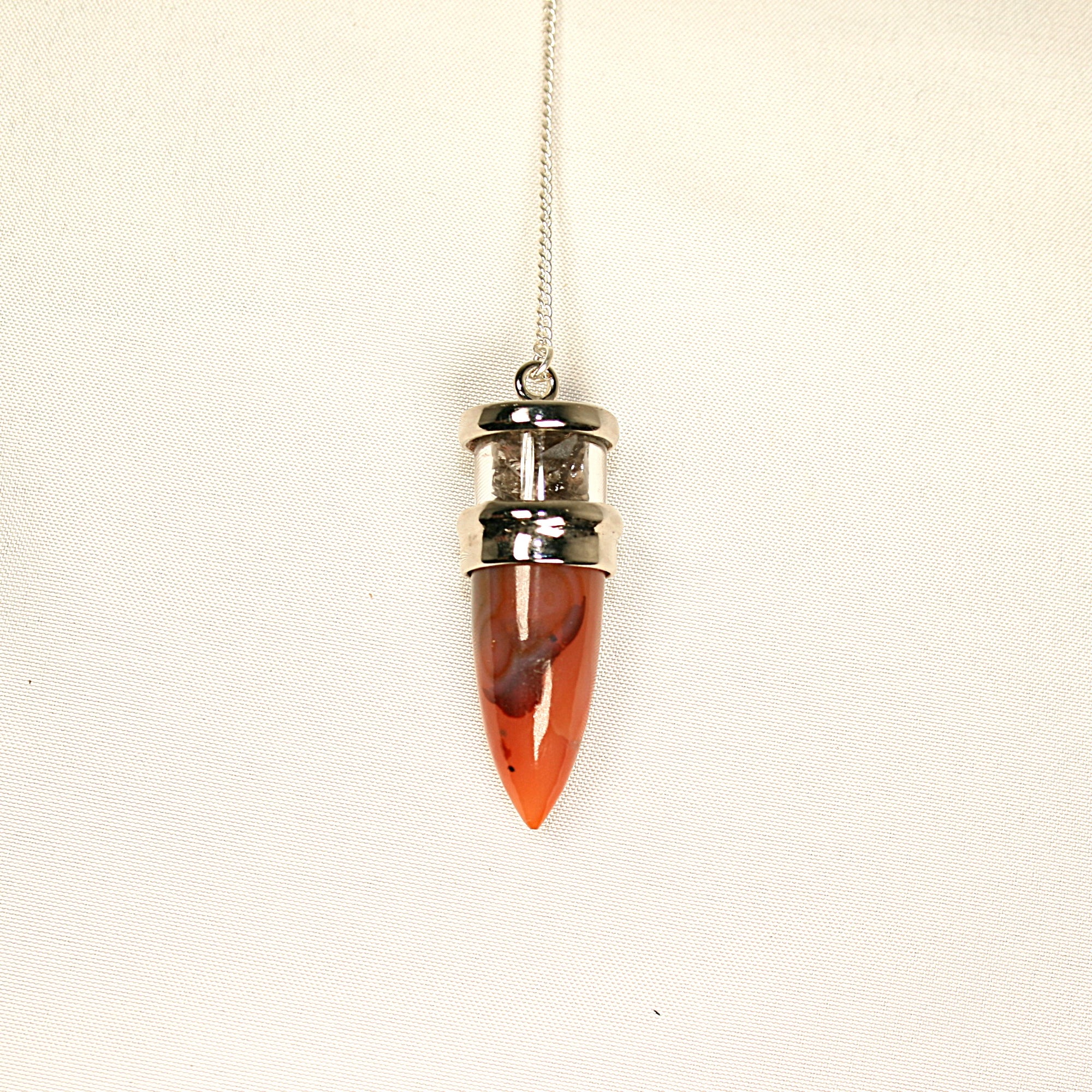 Carnelian and Smokey Quartz Pendulum