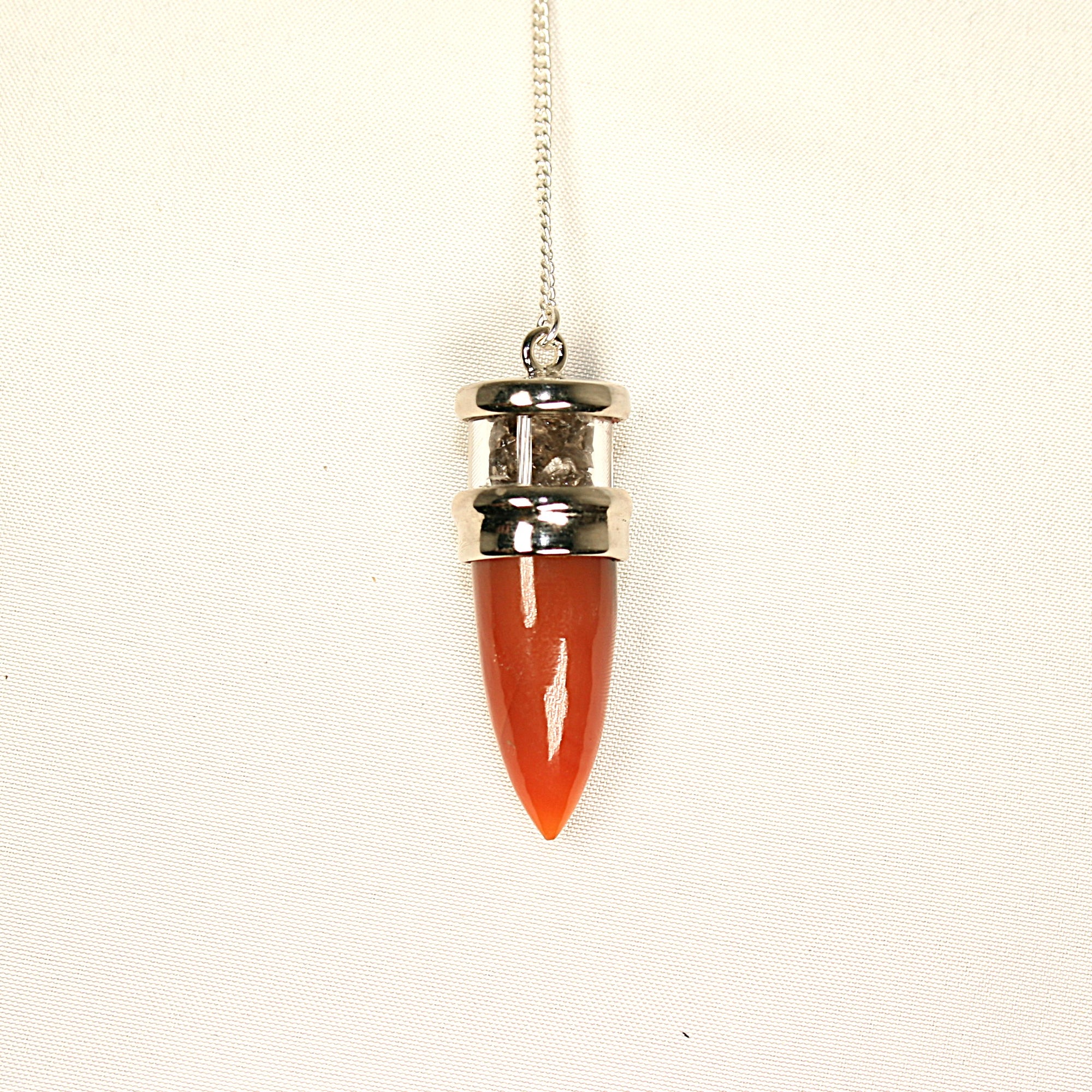 Carnelian and Smokey Quartz Pendulum