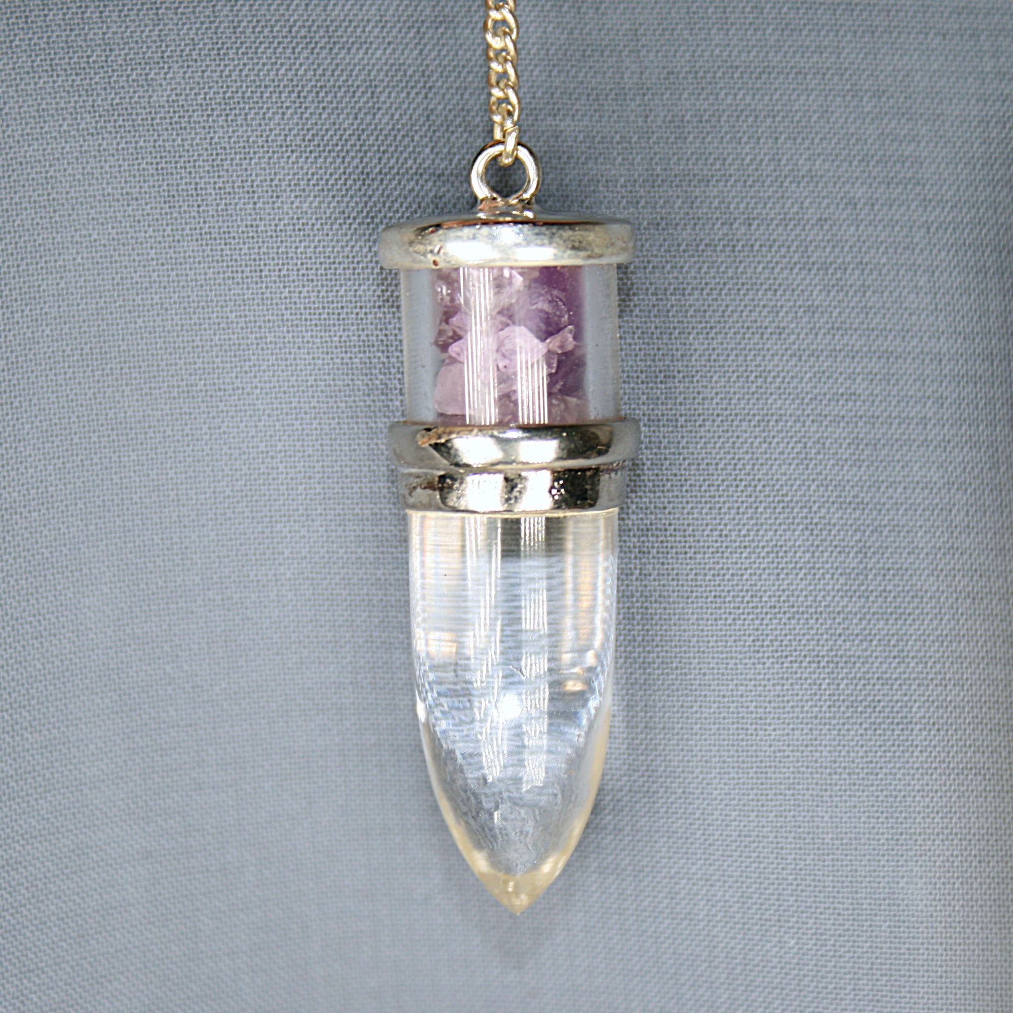 Clear Quartz and Amethyst Pendulum