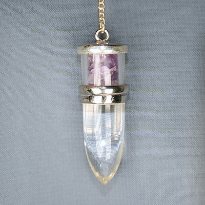 Clear Quartz and Amethyst Pendulum