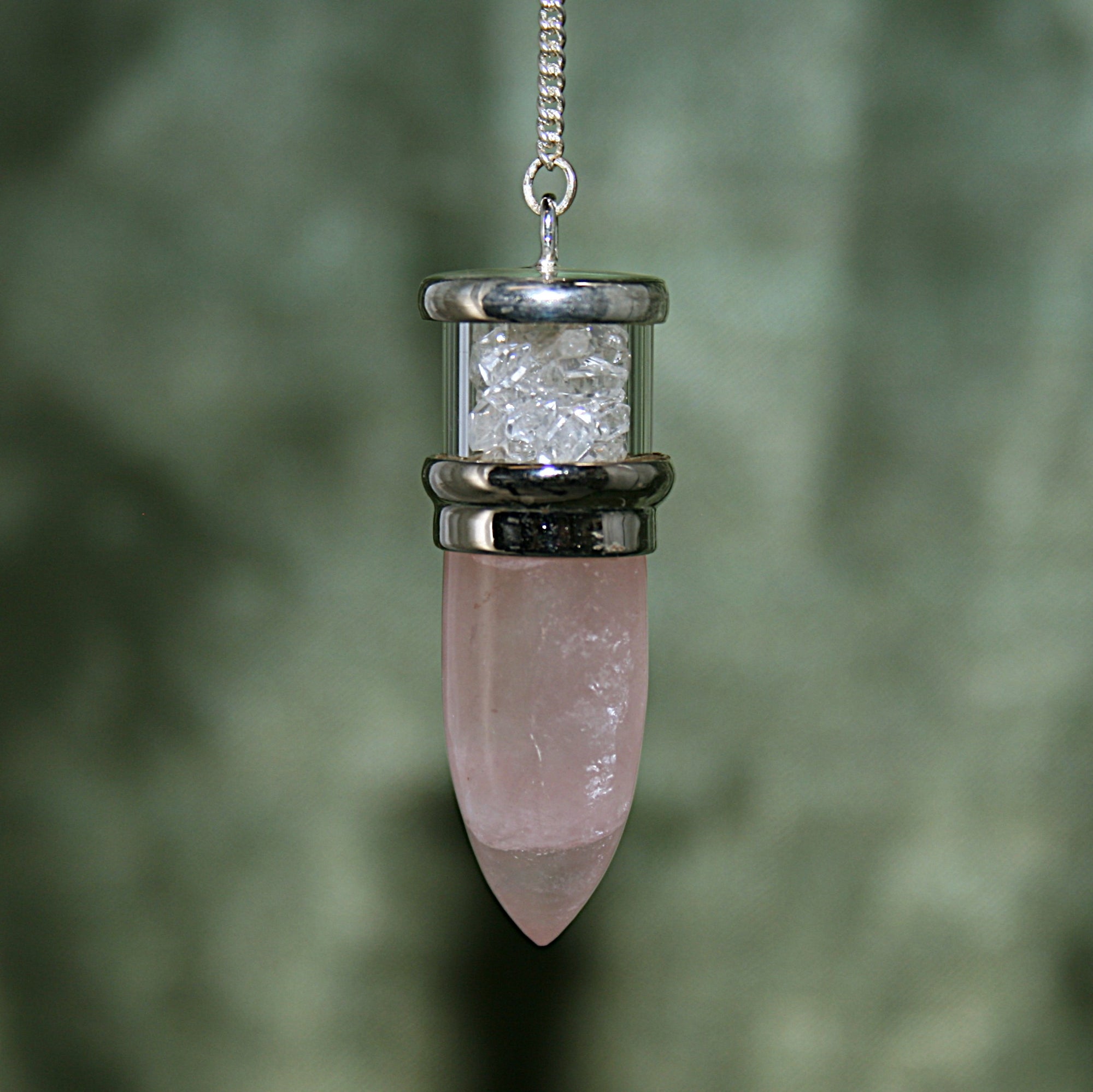 Rose Quartz and Herkimer Diamond Pendulum