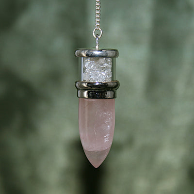 Rose Quartz and Herkimer Diamond Pendulum