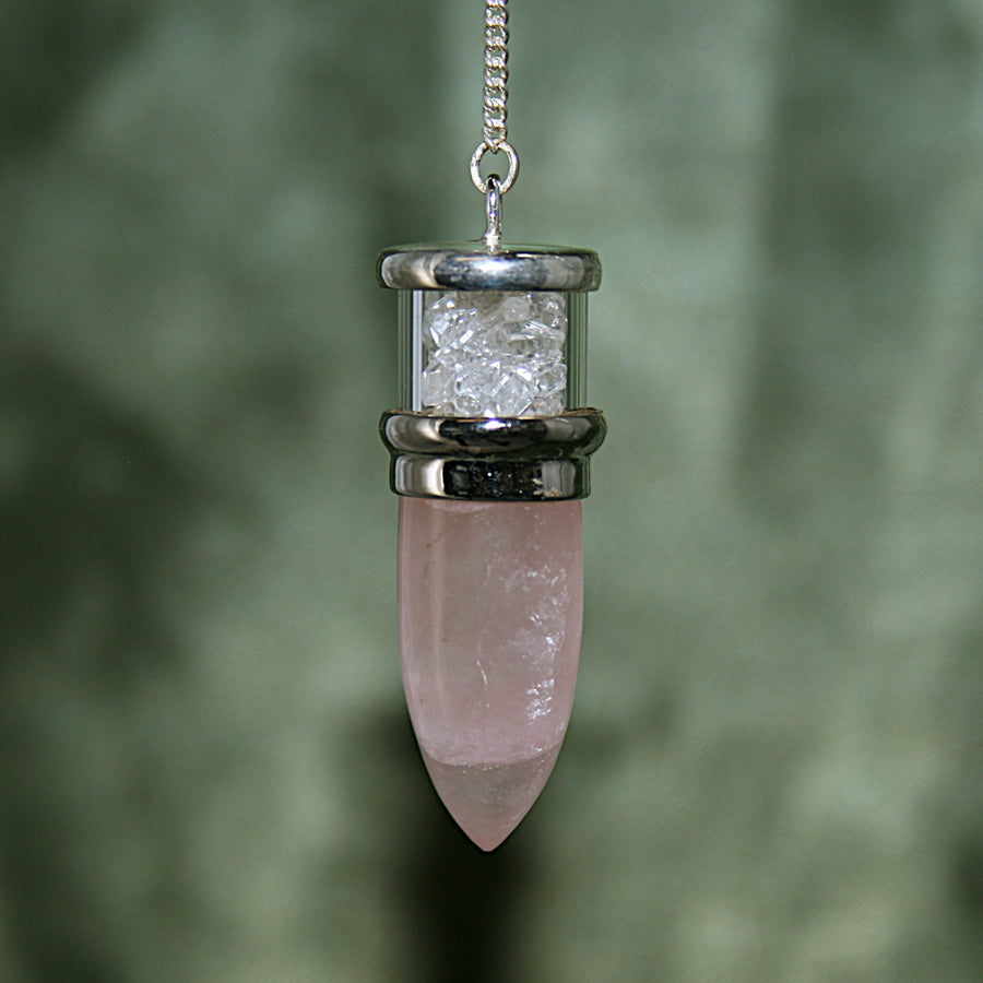 Rose Quartz and Herkimer Diamond Pendulum