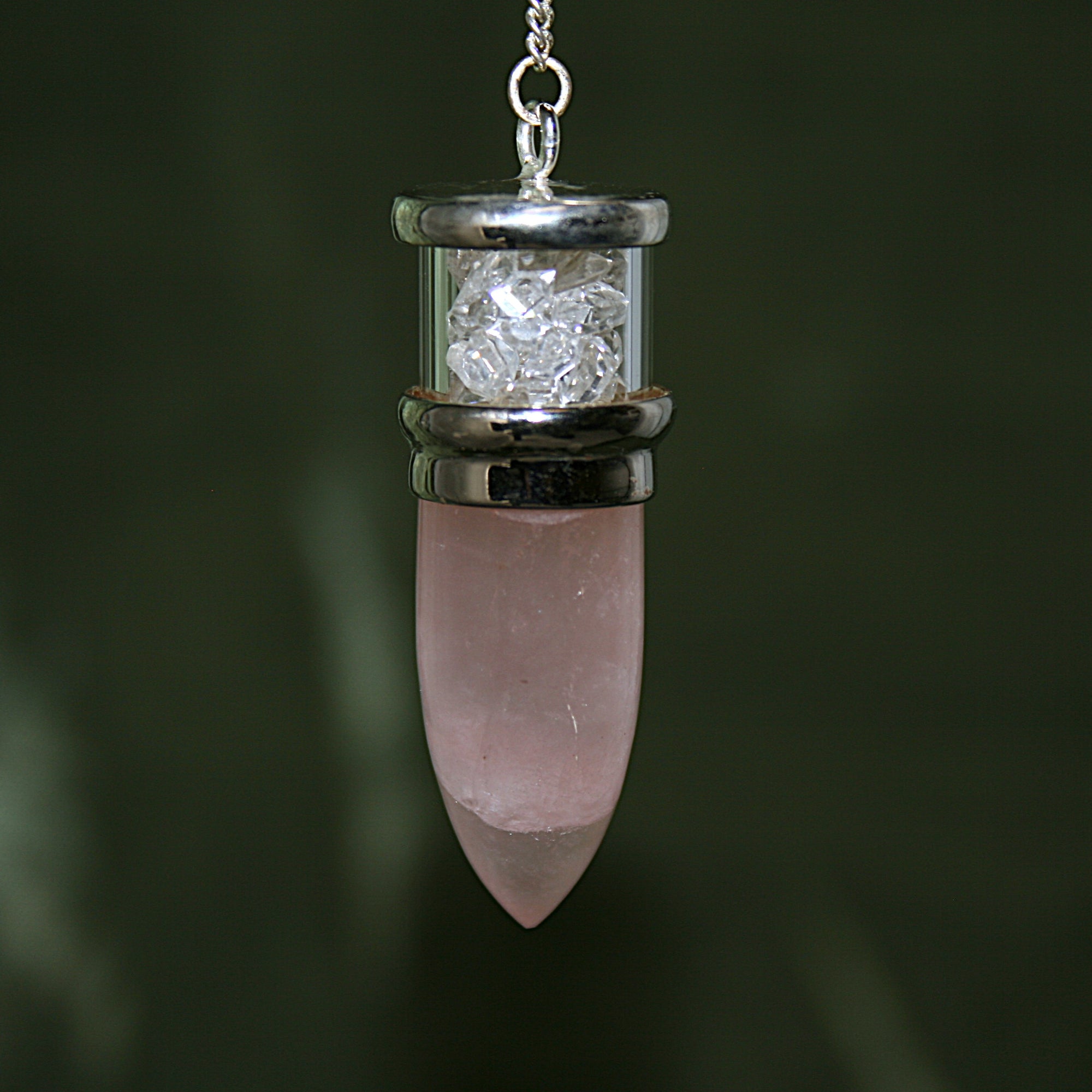 Rose Quartz and Herkimer Diamond Pendulum