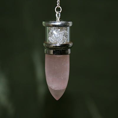 Rose Quartz and Herkimer Diamond Pendulum