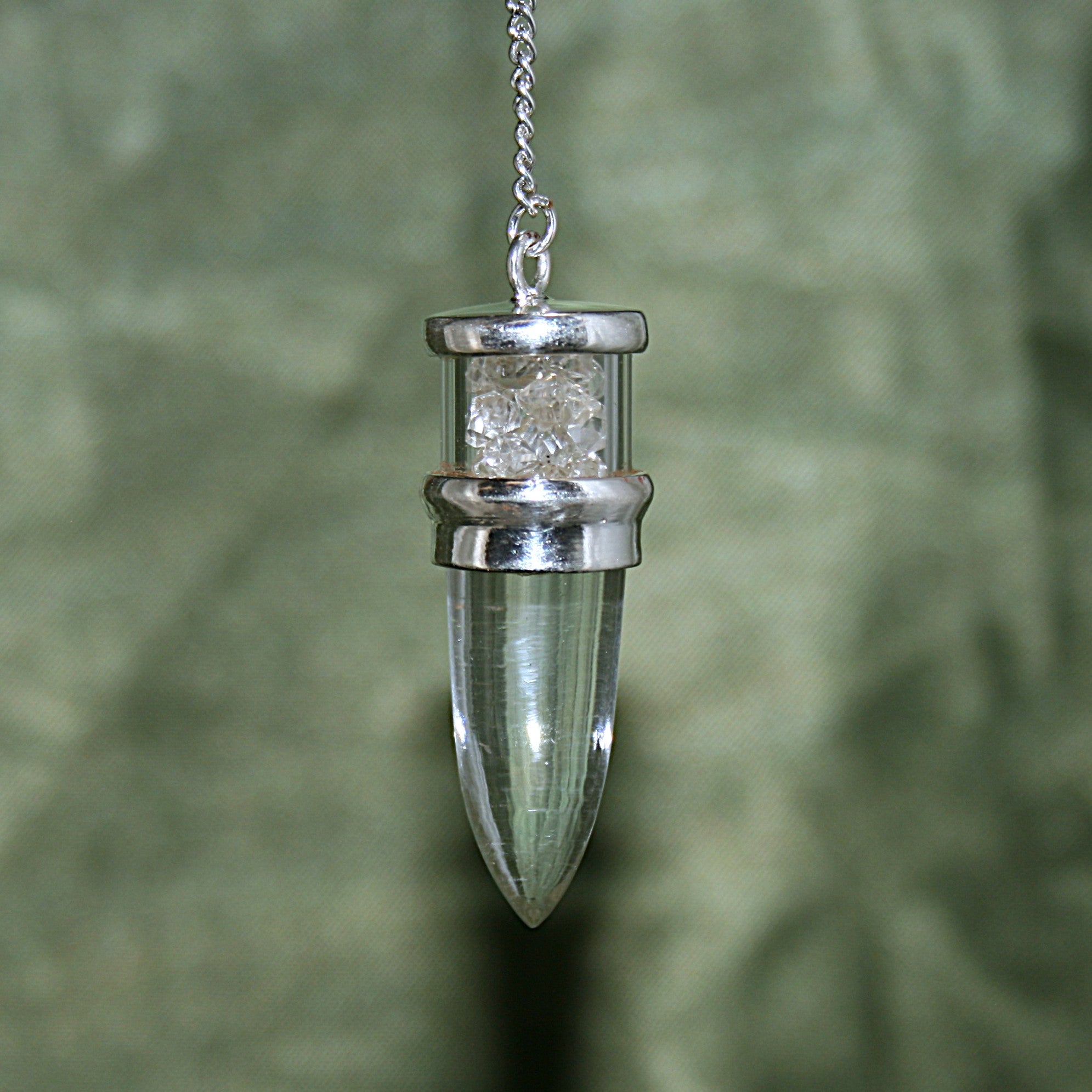 Clear Quartz and Herkimer Diamond Pendulum