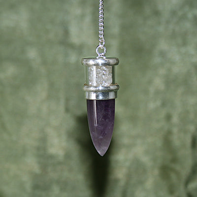 Amethyst and Herkimer Diamond Pendulum