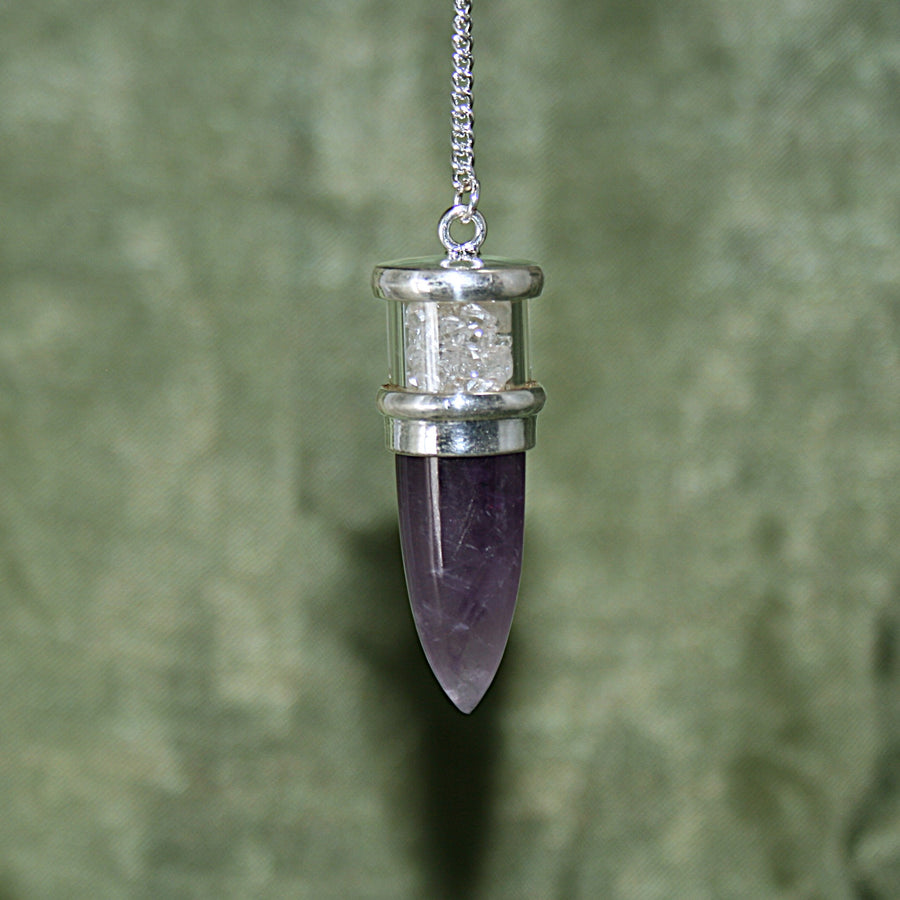 Amethyst and Herkimer Diamond Pendulum