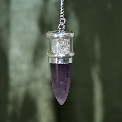 Amethyst and Herkimer Diamond Pendulum