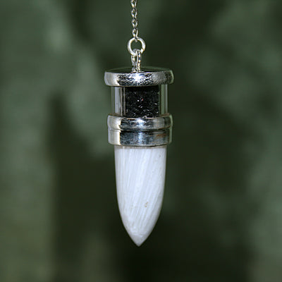 Scolecite and Black Tourmaline Pendulum