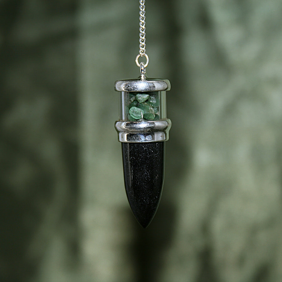 Black Tourmaline and Emerald Pendulum