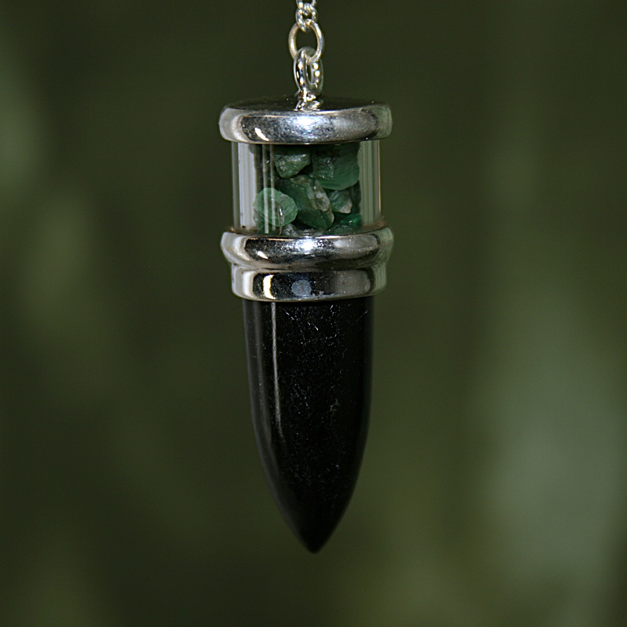 Black Tourmaline and Emerald Pendulum
