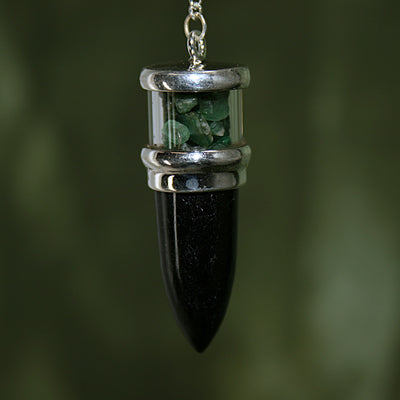 Black Tourmaline and Emerald Pendulum