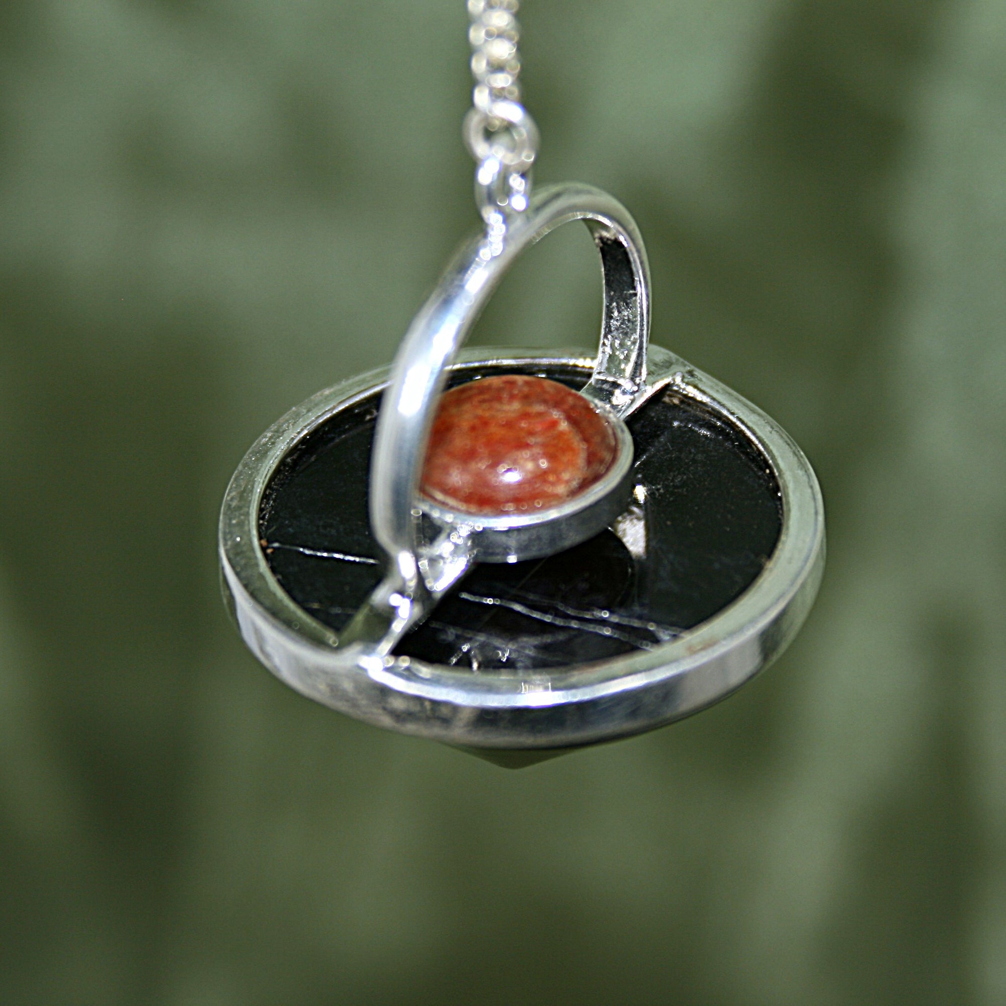 Black Tourmaline and Sunstone UFO Pendulum