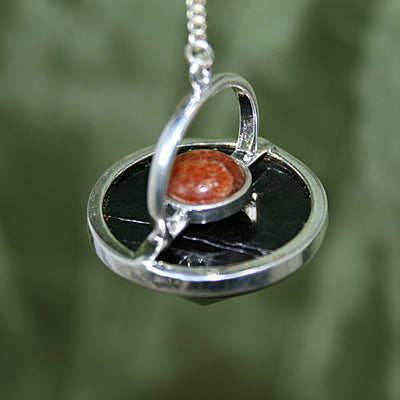 Black Tourmaline and Sunstone UFO Pendulum