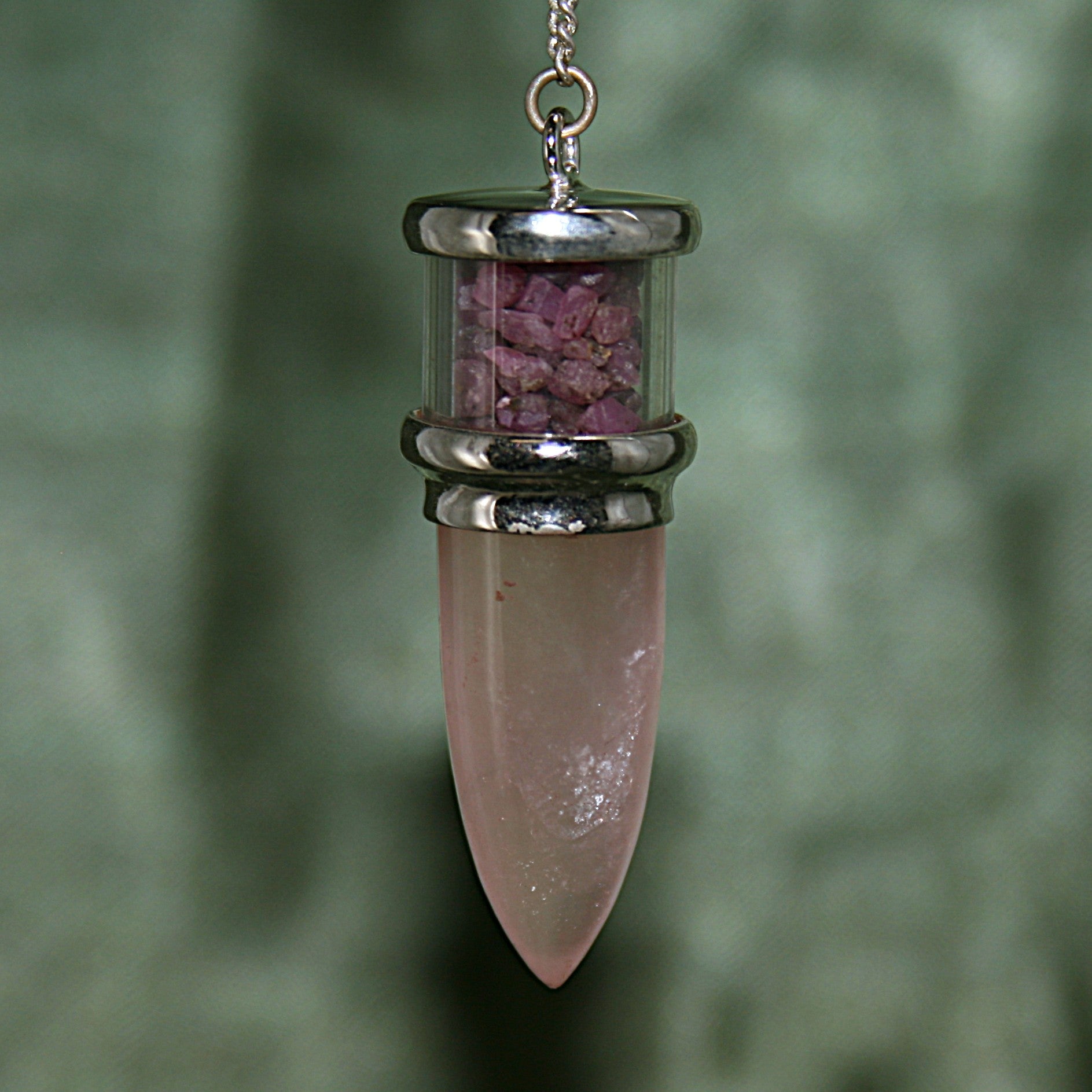 Rose Quartz and Ruby Pendulum