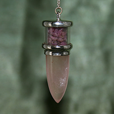 Rose Quartz and Ruby Pendulum