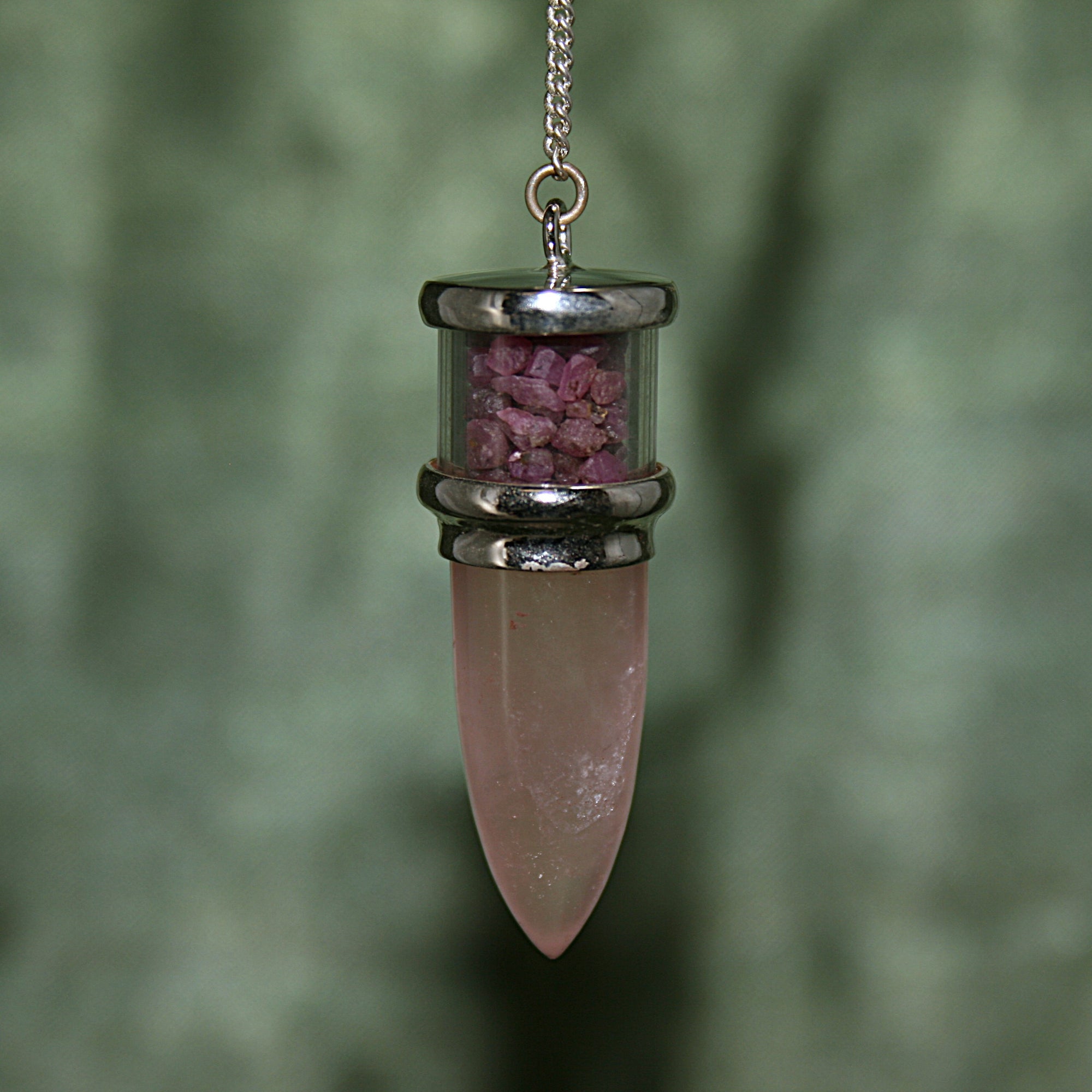 Rose Quartz and Ruby Pendulum