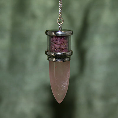 Rose Quartz and Ruby Pendulum