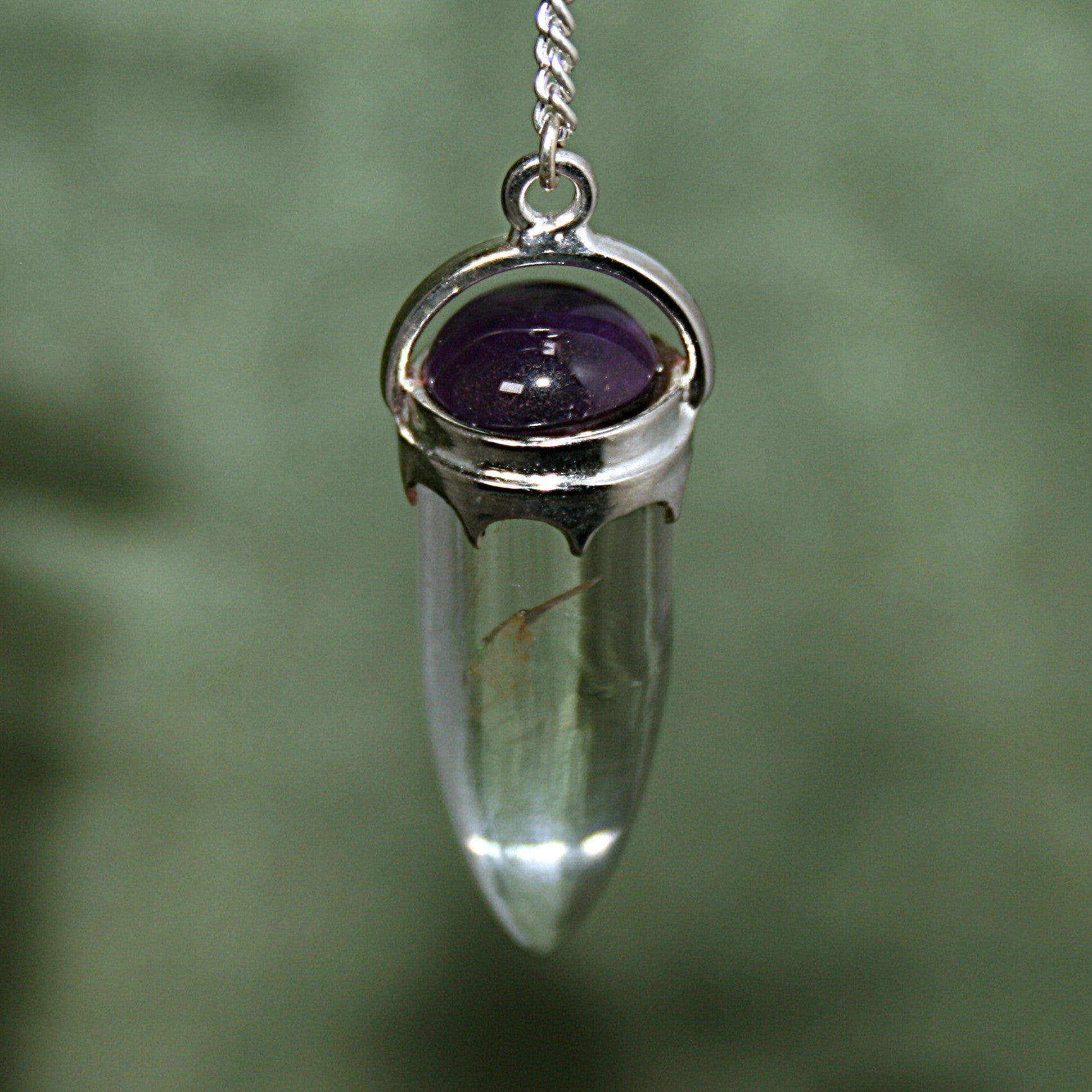 Clear Quartz and Amethyst Pendulum