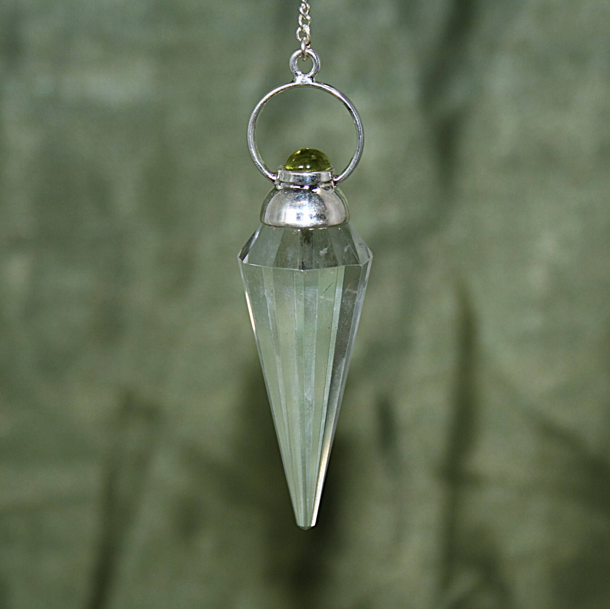 Clear Quartz and Peridot Pendulum