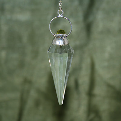 Clear Quartz and Peridot Pendulum