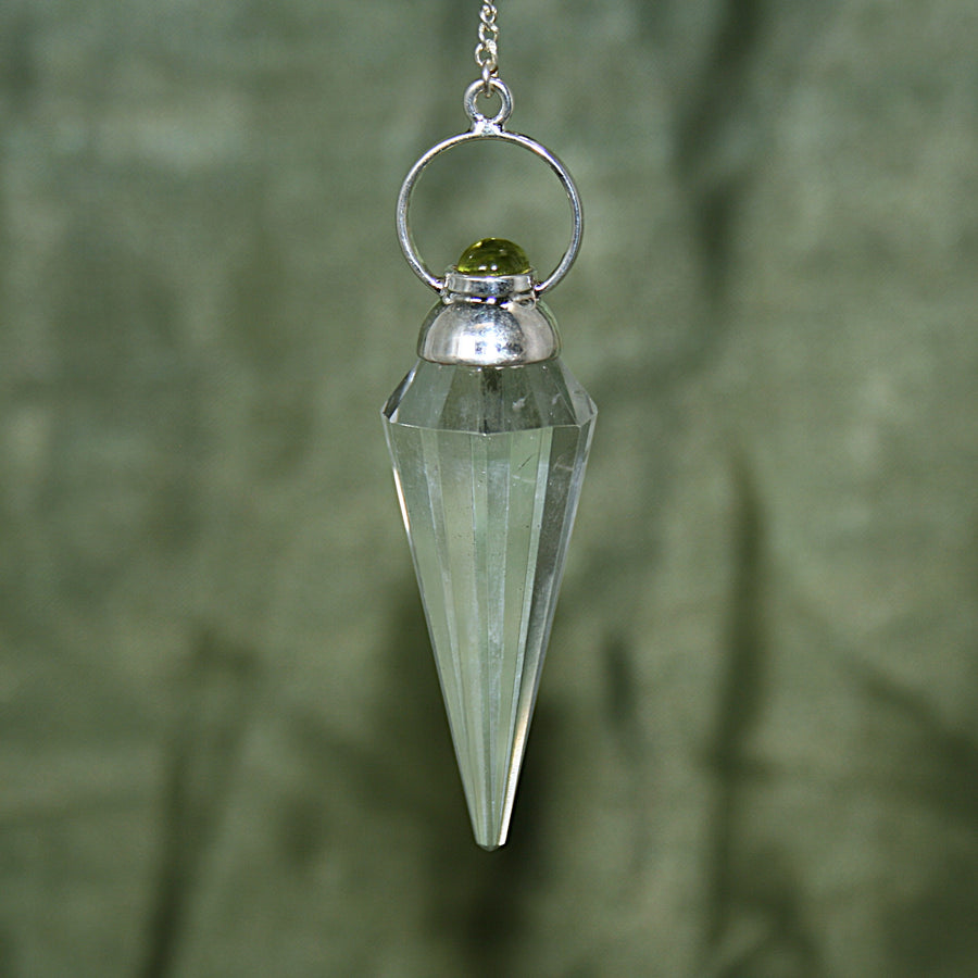 Clear Quartz and Peridot Pendulum