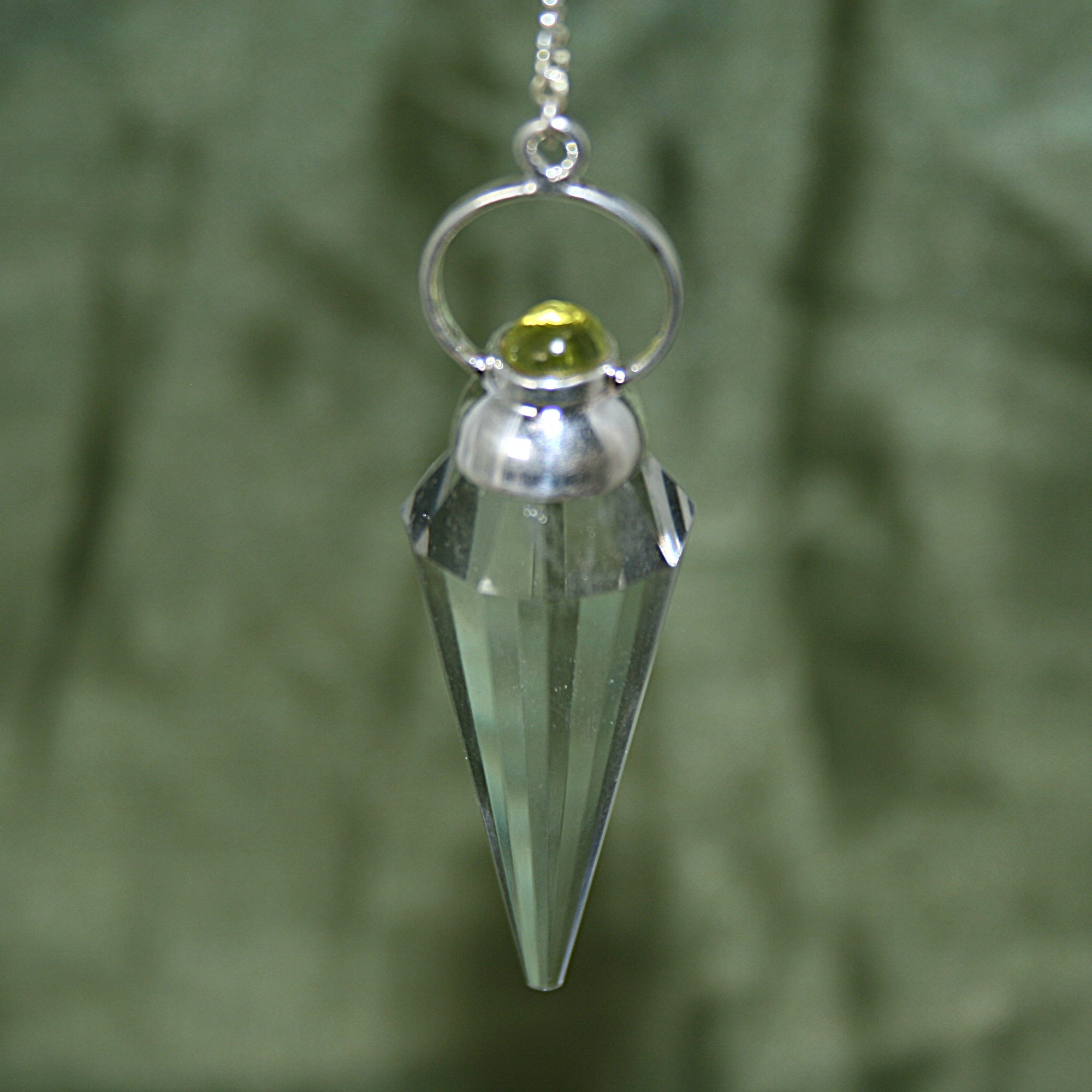 Clear Quartz and Peridot Pendulum