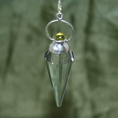 Clear Quartz and Peridot Pendulum