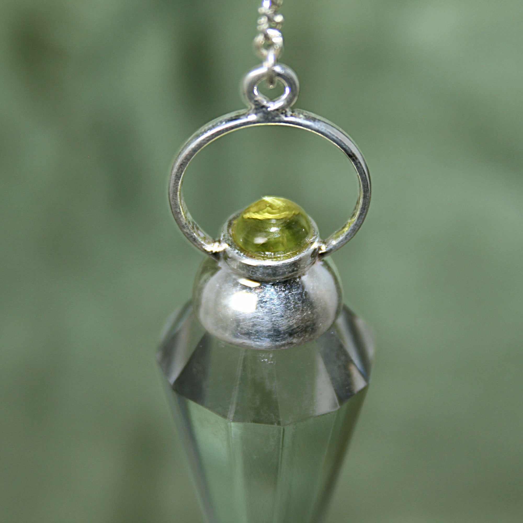Clear Quartz and Peridot Pendulum