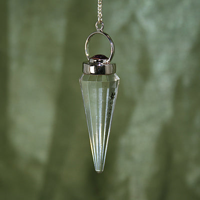 Faceted Clear Quartz and Amethyst Pendulum