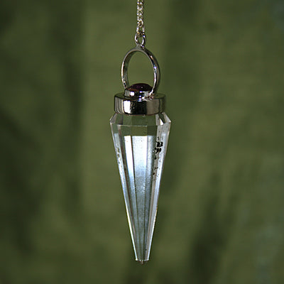 Faceted Clear Quartz and Amethyst Pendulum