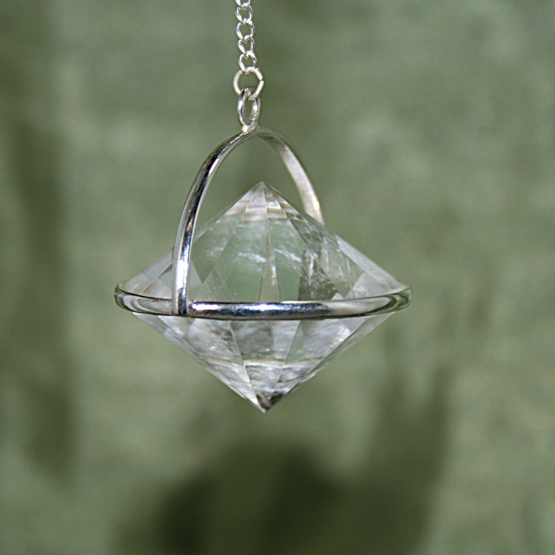 Clear Quartz Faceted UFO Pendulum