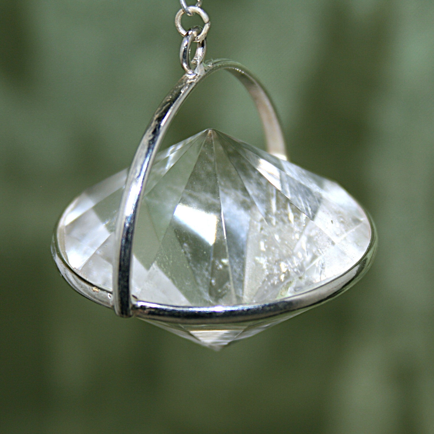 Clear Quartz Faceted UFO Pendulum