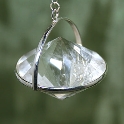Clear Quartz Faceted UFO Pendulum