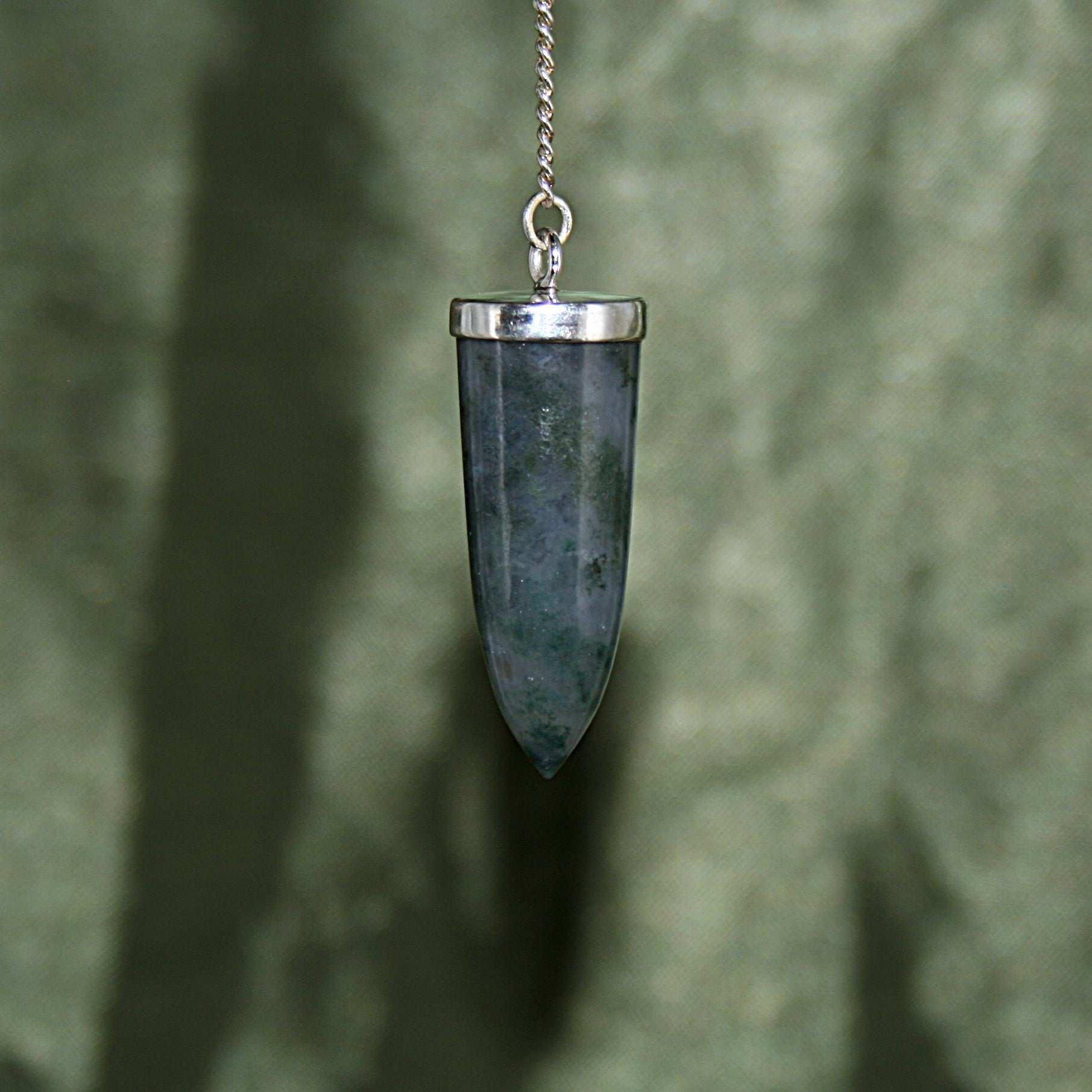 Green Moss Agate Pendulum