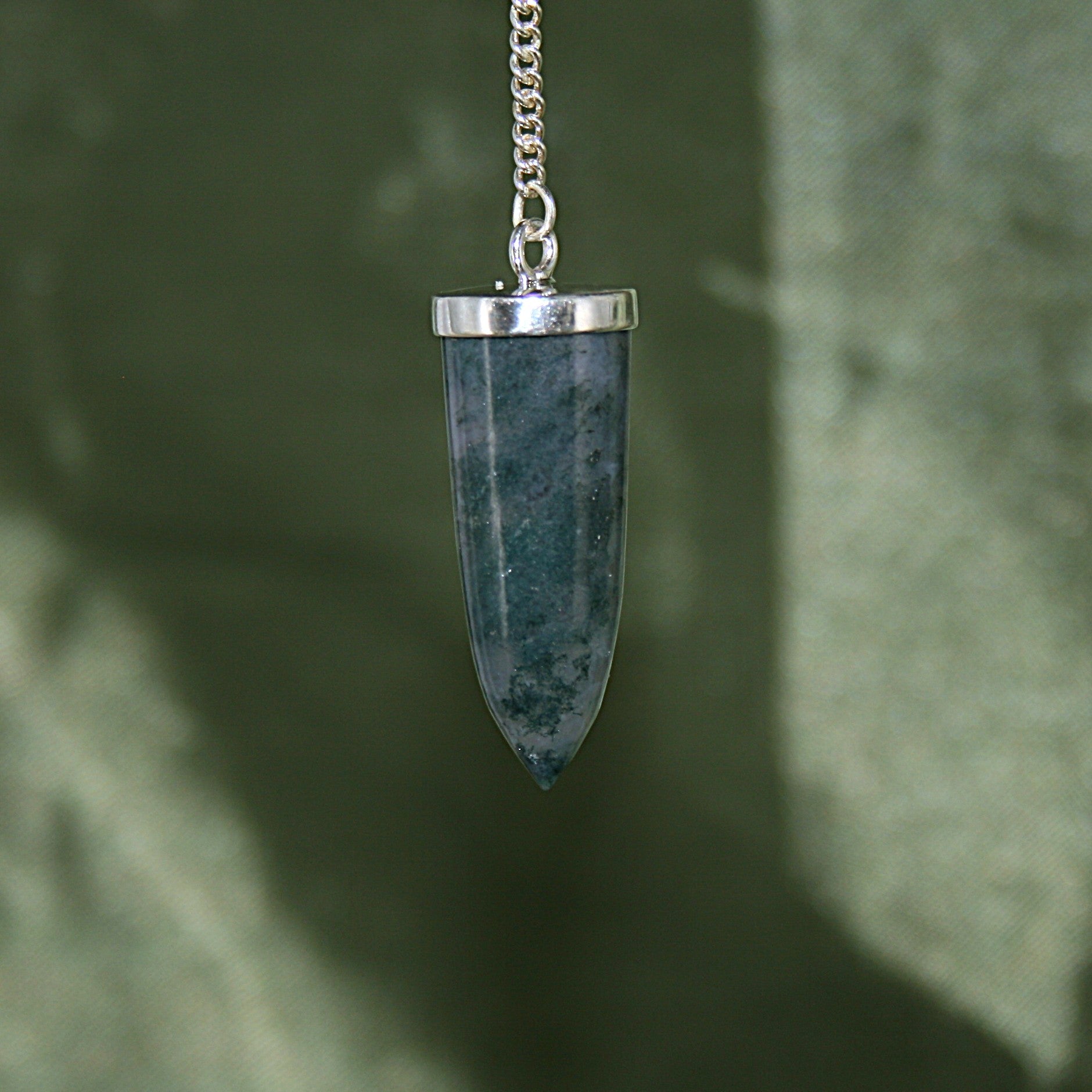 Green Moss Agate Pendulum