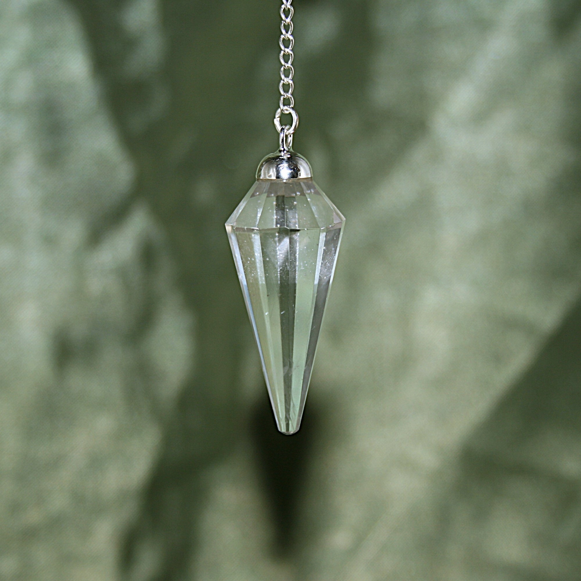 Faceted Clear Quartz Pendulum