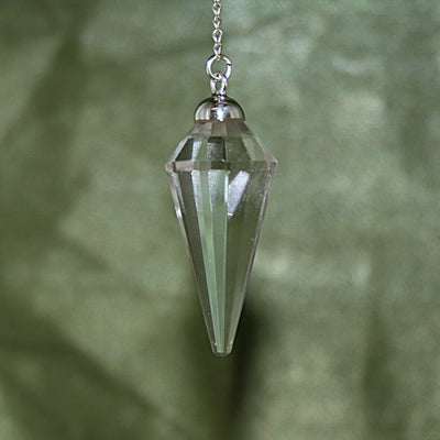 Faceted Clear Quartz Pendulum