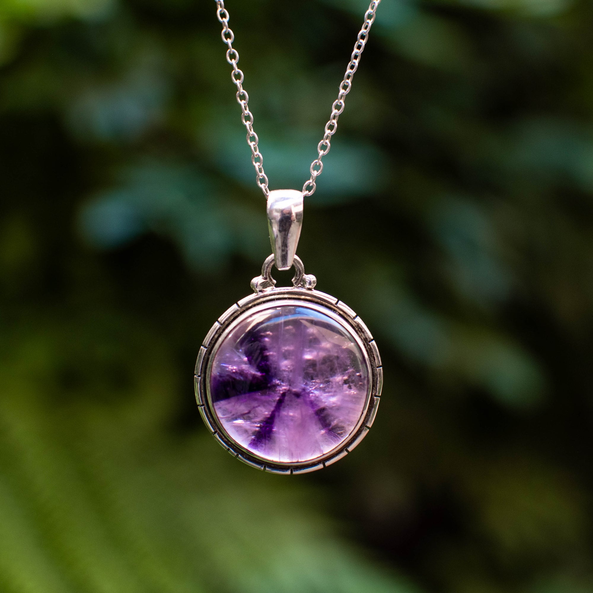 Round Phantom Amethyst Pendant