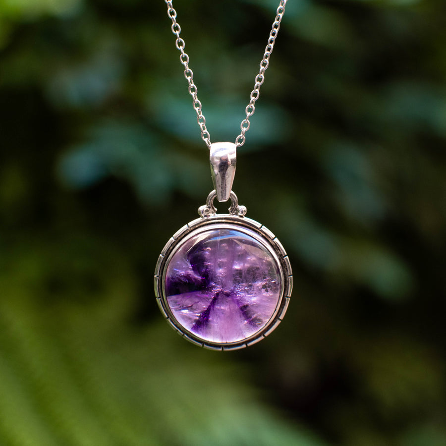 Round Phantom Amethyst Pendant