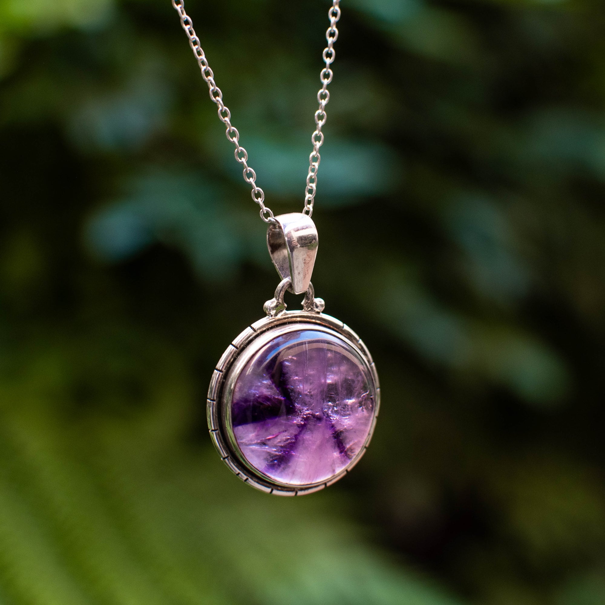 Round Phantom Amethyst Pendant