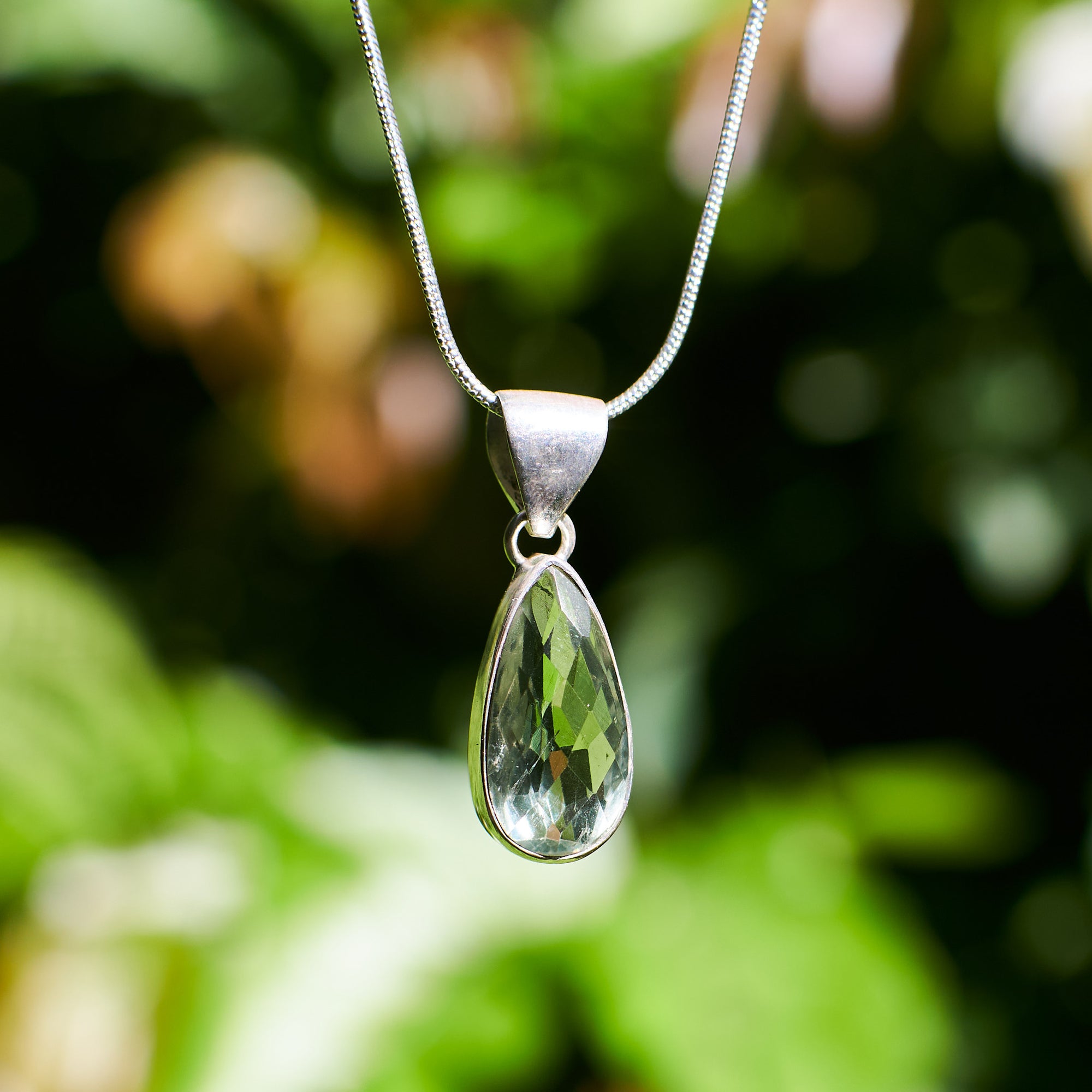 Green Amethyst (Prasiolite) Teardrop Pendant