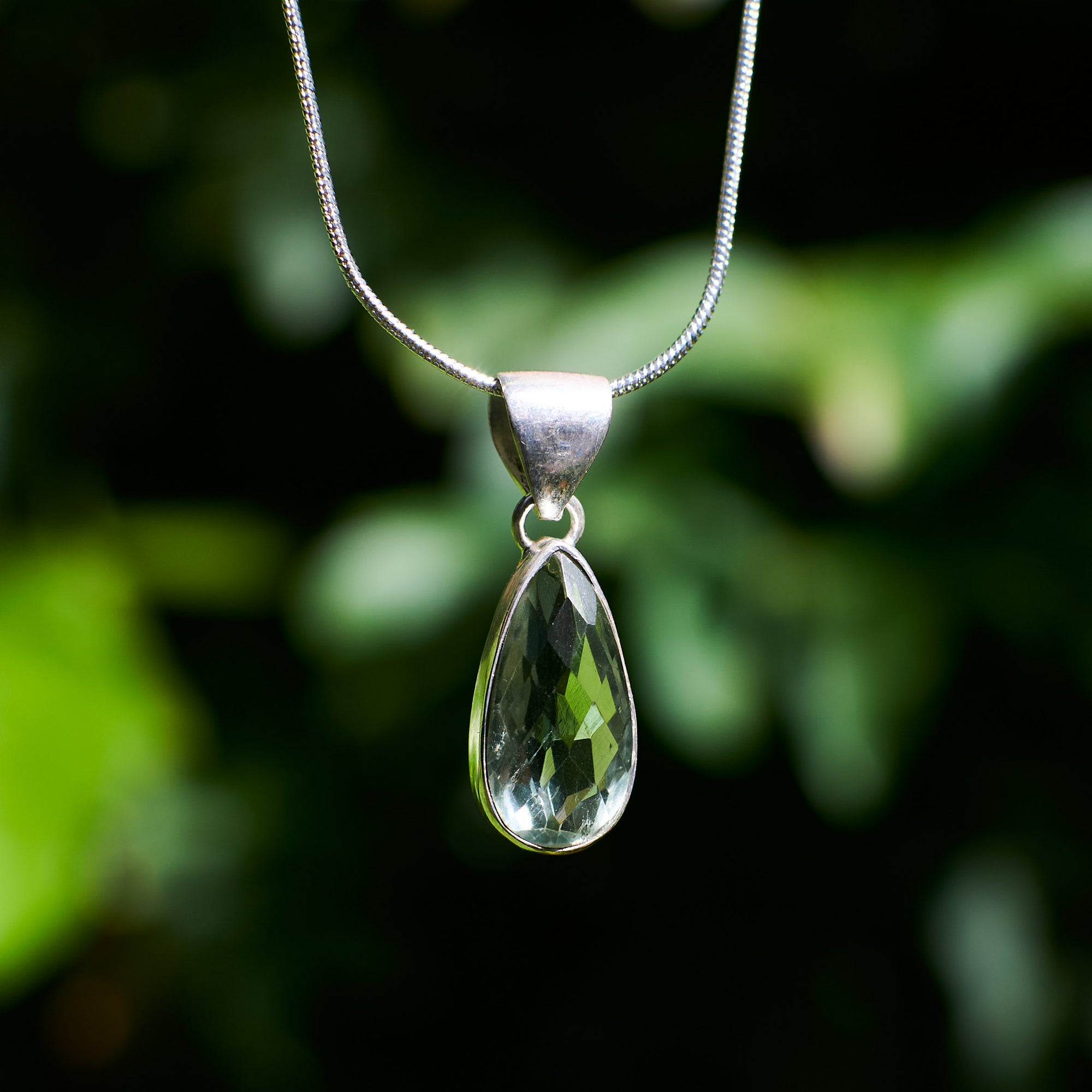 Green Amethyst (Prasiolite) Teardrop Pendant